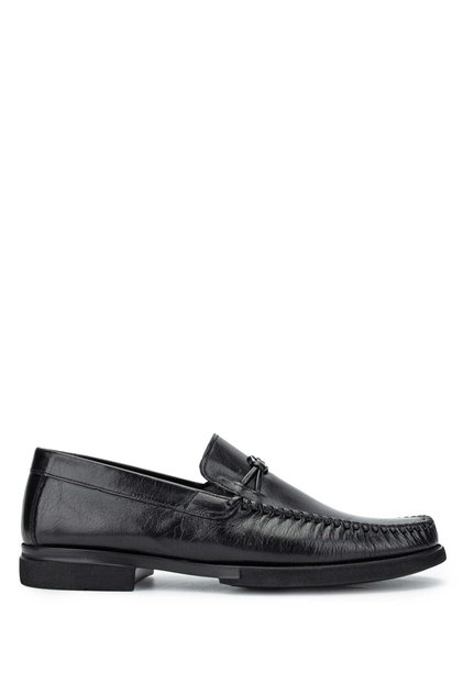 Men's Genuine Leather Black Loafer Shoes