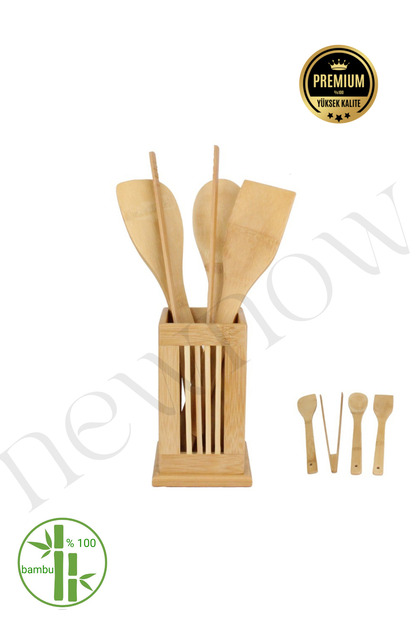 Bambu 5 Parça servis Seti, Bambu Kutulu Spatula Seti 5 parça