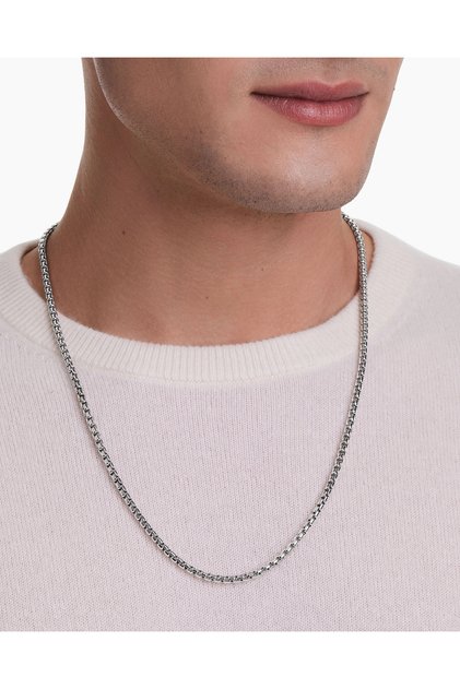 14 Ayar Beyaz Altın Erkek Zincir Kolye Box Chain