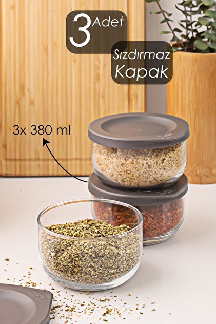 LAV Duo Sızdırmaz Kapaklı 380 Cc 3 Adet Saklama Kabı Kavanoz Seti