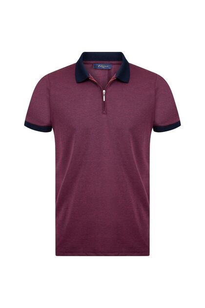 Men's Zippered Mercerized Polo Collar Kagi T-Shirt