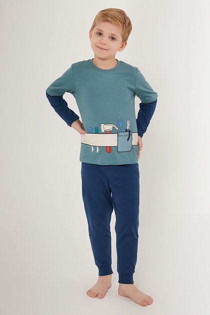 Set pijama cu mânecă lungă pentru băiat Tool Team Blue