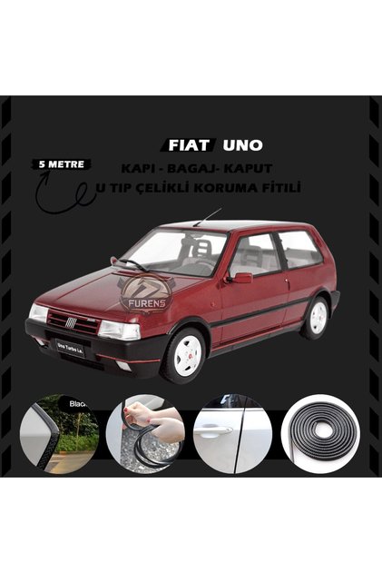 Fiat Uno Oto Araç Kapı Koruma Fitili 5metre Parlak Siyah Renk