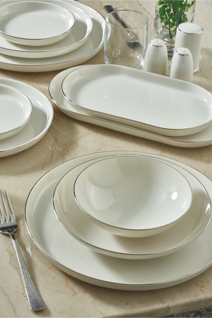 Güral Porselen Bone Bilbao 69 Parça 12 Kişilik Yemek Takımı Platin
