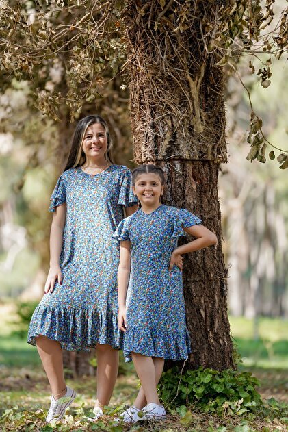 white christmas dresses Leheria on Blue Mom and Daughter Cotton Dresses – Fashiana