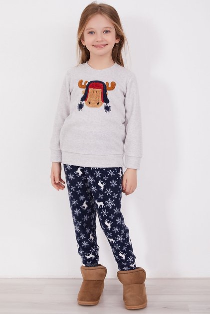 Deer Grimelanj Girls' Long Sleeve Pajama Set