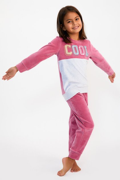 Rolypoly cool violet girl's velvet tracksuit set