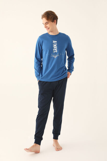 Men's Blue Long Sleeve Pajama Set