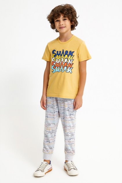 Rolypoly Shark Mustard Boys Tracksuit Set
