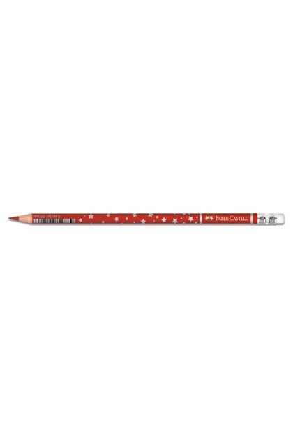 Faber-castell Cap Pen with Star Pattern and Eraser Red 1131459001 12 Li (1 Pack of 12 Pcs)