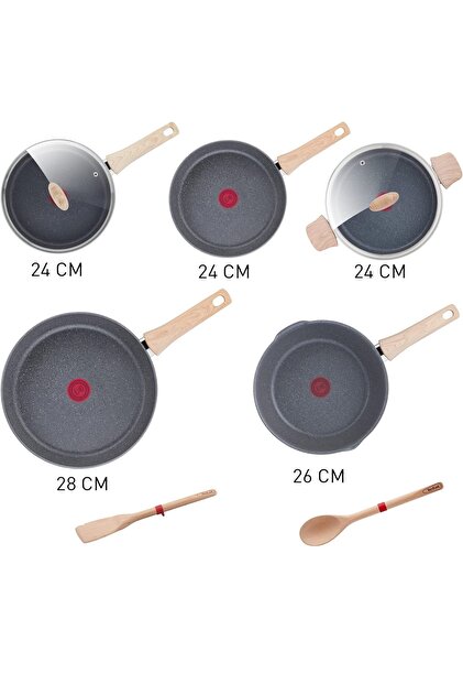 TEFAL 5 Parça Tencere 2 Tahta Kaşıklı Naturel Set G26693-82