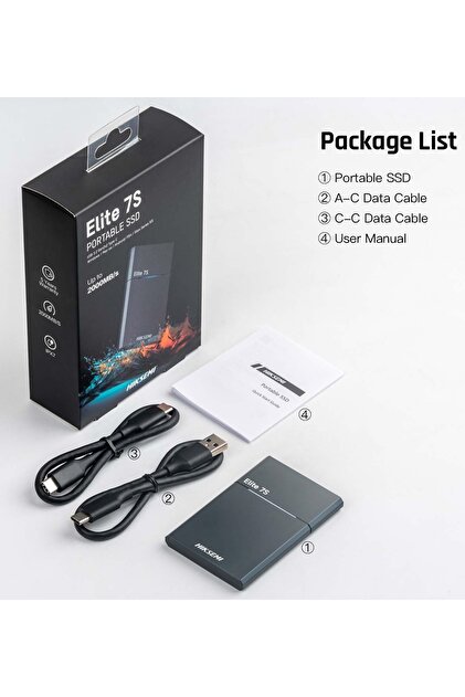 Hiksemi Elite 7S 1TB 2000MB/s Taşınabilir SSD HS-ESSD-Elite7S 1T