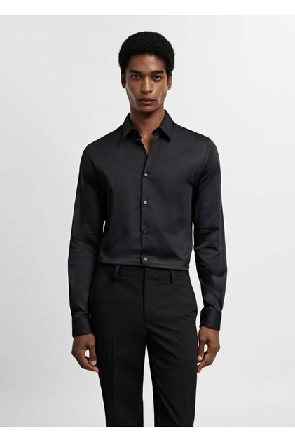 Süper slim fit poplin gömlek