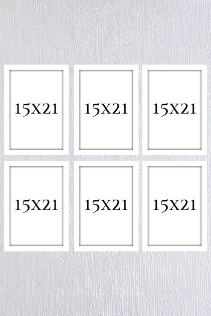 6'lı 15x21 Gerçek Lı Beyaz Çerçeve