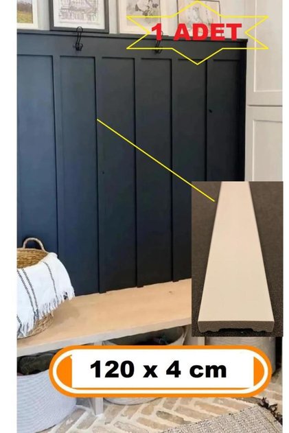 İskandınav Model 1 Adet 4×120 Cm PVC Çıta Koridor Salon Tasarım Pvc Duvar Çıtası Boyanabilir Paris