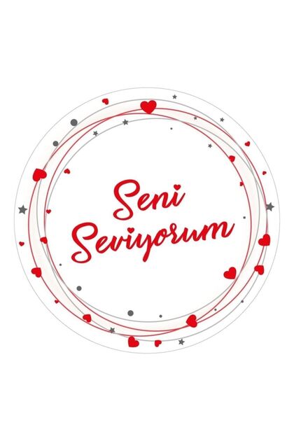 Seni Seviyorum Yazılı Yenilebilir Resimli Pasta Üstü Yenilebilir Şekerli Kağıt Baskısı