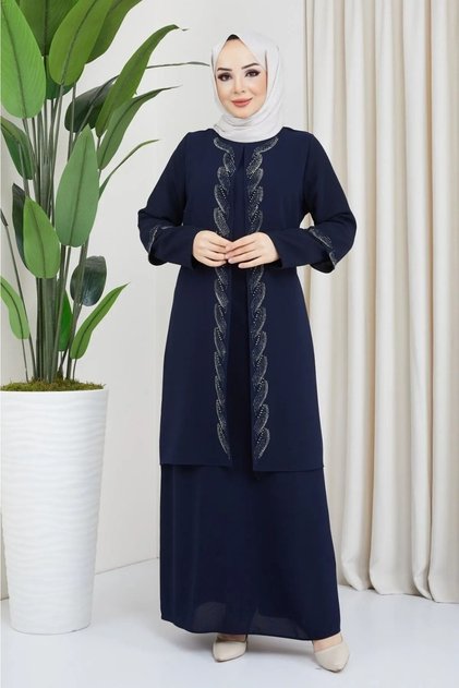 Mother Plus Size Honeycomb Fabric Dress Evening Dress Stone Printed