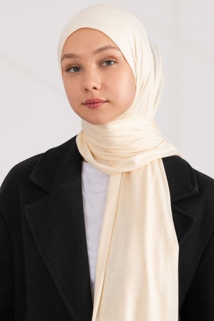 Combed Cotton Shawl Jersey Shawl - Cream