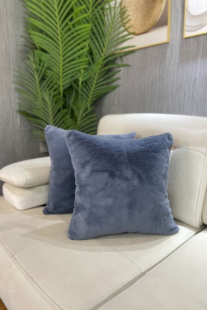 Rabbit Plush Cushion Cover - Indigo Blue (1 Piece)
