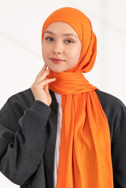 Combed Cotton Shawl Jersey Shawl - Orange