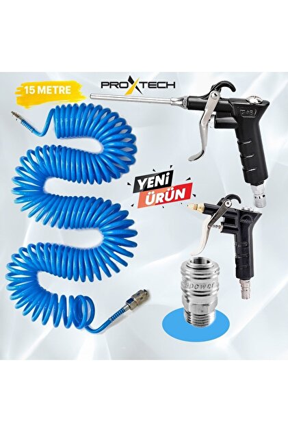 hanakoro PROXTECH Kompresör Spiral Hava Hortumu 8 mm 15 m Hava Jakı Hava