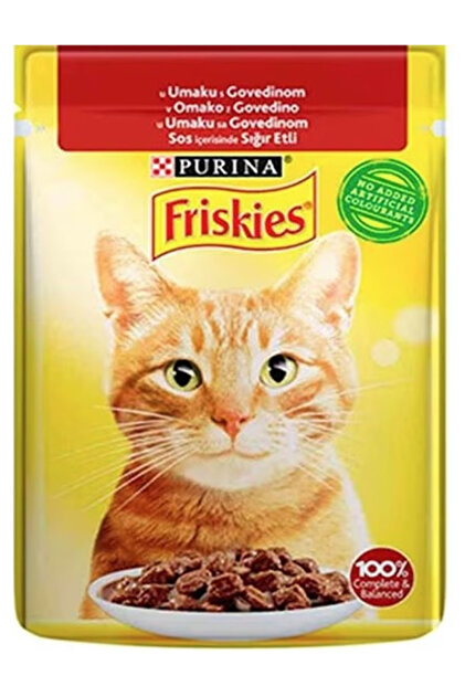 Friskies Sığır Etli mama ambalajı