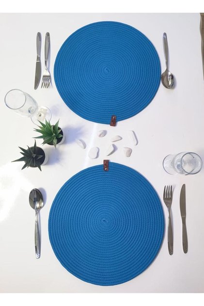 Decorative Snail Jute Woven Placemat American Style Turquoise