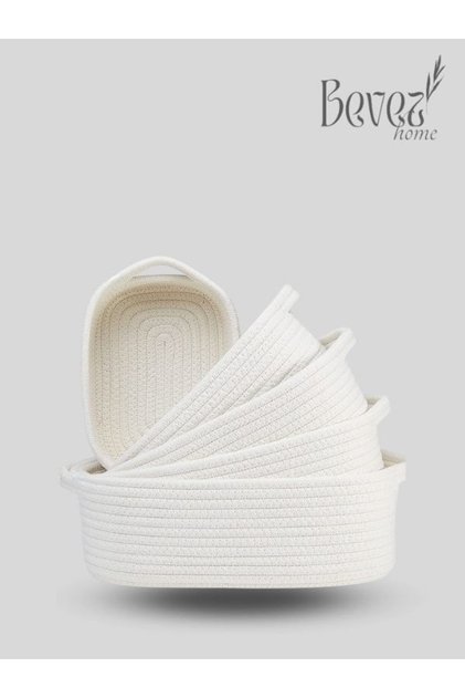 Set of 5 White Baskets That You Can Use Multi-Purpose