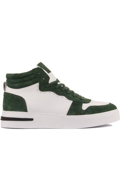 - White Leather, Green Suede Lace-Up Casual Shoes 102-8015-H1280