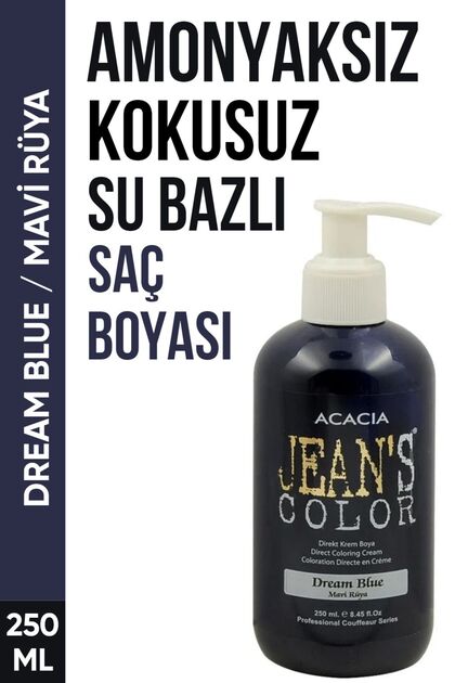 Amonyaksız Mavi Rüya Renkli Saç Boyası 250 Ml Kokusuz Su Bazlı Dream Blue Hair Dye