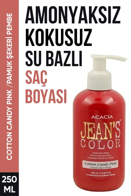 Amonyaksız Pamuk Şekeri Pembe Renkli Saç Boyası 250 ml Kokusuz Su Bazlı Cotton Candy Pink Hair Dye