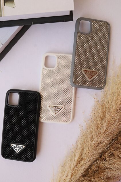 AksesuarKuvars Iphone 11 Uyumlu Prada Pırlanta Taşlı Parıltılı Lux