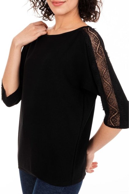 Lace Detailed Sleeves Bat Sleeve Special Design Knitwear Tunik
