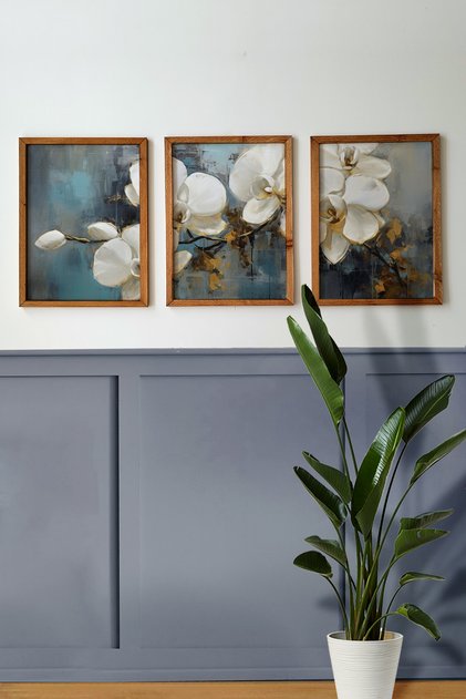 Oil Painted Look, Orchid Flower Printed Wooden Framed Painting