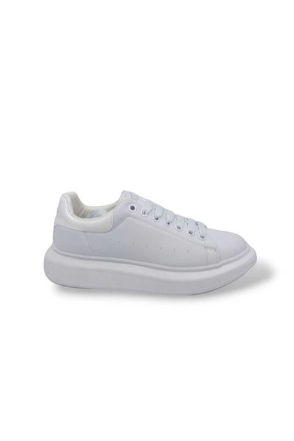 Unisex White Thick Sole Sneakers - Daily Casual