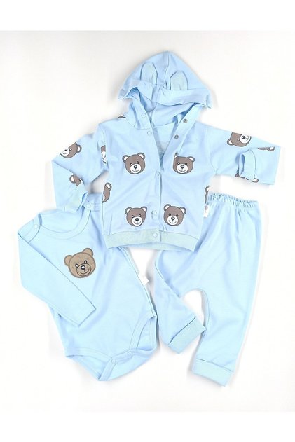 Hobbe Baby Baby Set with Teddy Bear Blue 3-6-9 Months