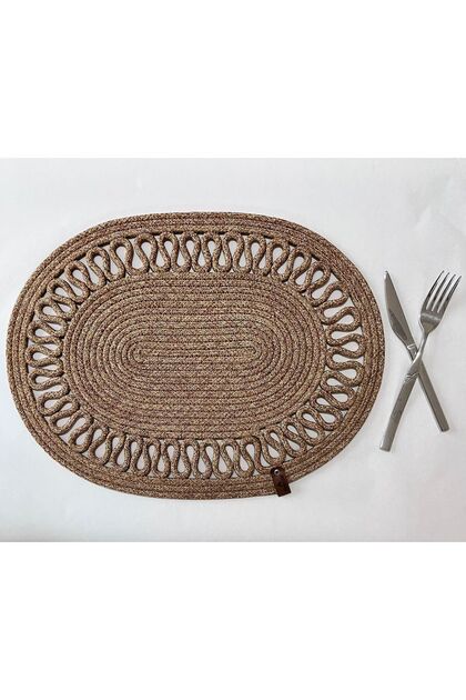 Decorative Wavy Jute Woven Placemat American Service Oval Tripod Wicker