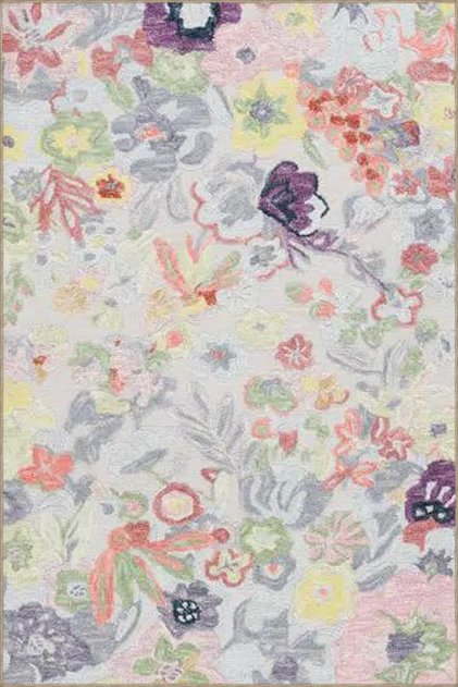 Pastel Dyed Framed Floral Geometric Woven Base Washable Carpet Miravip8336