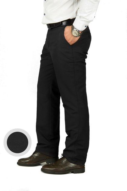 Wontilotte Men's Black Comfortable Fit High Waist Classic Trousers