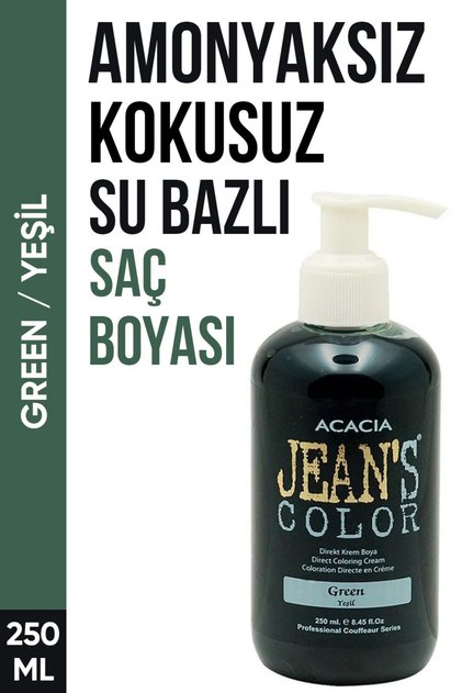 Amonyaksız Yeşil Renkli Saç Boyası 250 Ml Kokusuz Su Bazlı Green Hair Dye