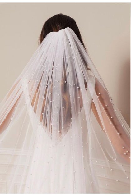Bridal Veil, Pearl Veil – 2.5 Mt Height, 1.5 Mt Width – Bridal Veil, Wedding Veil, Bride Accessory