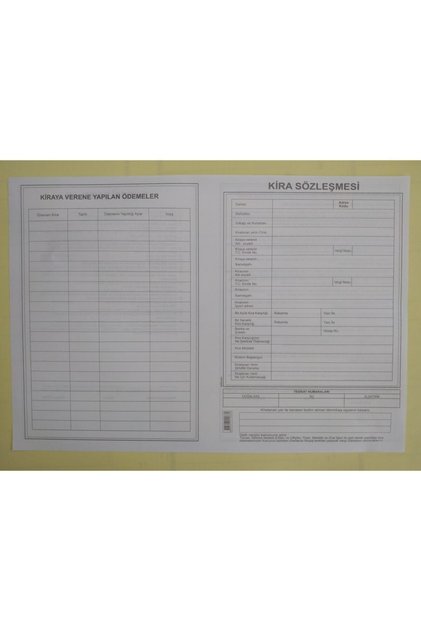 Kira Sözleşmesi 100 Adet
