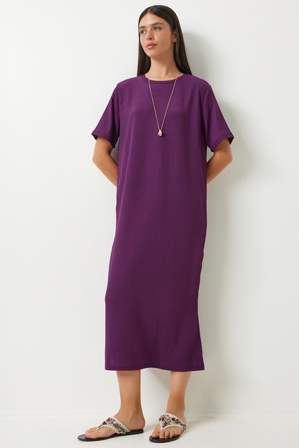 Women's Plum Loose Long Casual Knitted Dress Dz00076