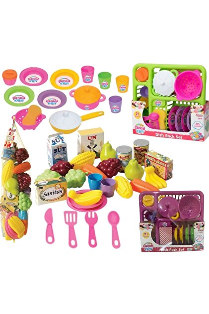berattoys 21 Pcs Bulaşık Seti+ 28 Pcs Kesilen Meyve Sebzeler Tabak