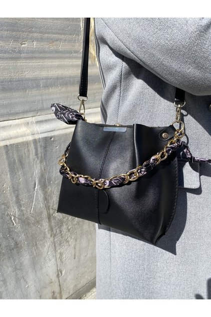 Eșarfă și accesorii cu lanț pentru femei Geantă de mână și de umăr din piele moale