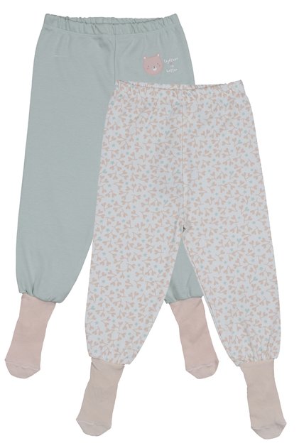Baby Girl Booties Pants and Socks Bottom Pajamas Seasonal 100% Organic Cotton Set of 2