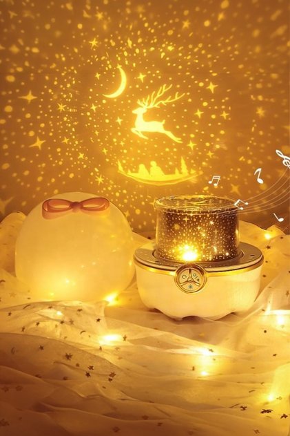 Desenli Projeksiyon Aydınlatma Renkli Atmosfer Lamba ve Dekorasyon Gece Lambası Sarı