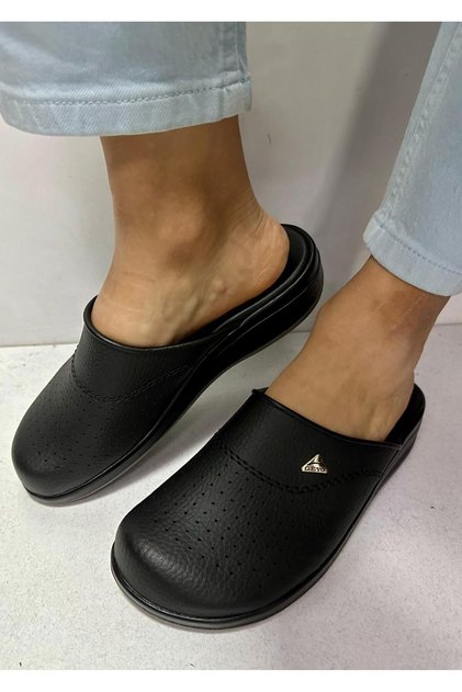 Unisex Black Color Orthopedic Sole Closed Clogs Slippers Work Doctor Hospital Cook Slippers Flex 9844
