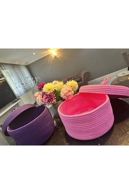 Jute Wicker Lid Basket, Hand Woven, Multi-Purpose Basket, Bathroom and Kitchen Organizer Set