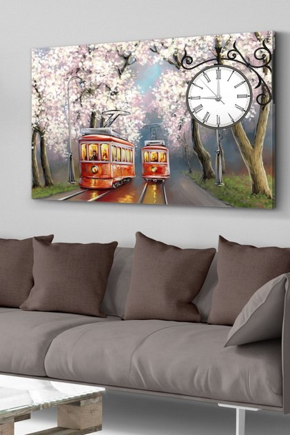 Tramvay Saatli Kanvas - Canvas Tablo